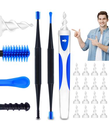 Q Grips Earwax Remover Spiral Silicone Q Grips Earwax Remover Qgrips Earwax Removal Tool with 16 Replacement Tips Klein Blue