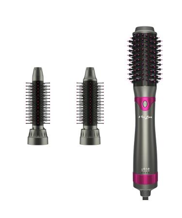 Hair Dryer Brush Blow Dryer Brush Salon Styler Hair Dryer and Volumizer with Three Interchangeable Barrels, Hot Air Brush Kit Dryer Brush with 3 Attachments