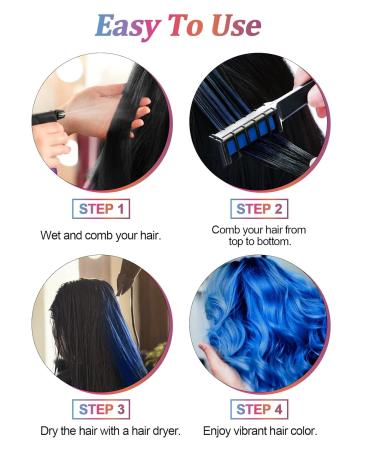 10 Pieces Hair Chalk Comb Set - Non-Toxic Temporary Hair Color for Kids | Washable Mini Hair Chalk for Cosplay Halloween Christmas DIY - Blue - Buy Online on GoSupps.com