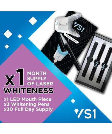 VS1 Teeth Whitening Kit - No Sensitivity - 3 Whitening Pens, LED Light - 36% Carbamide Peroxide - Fast Results in 10 Minutes - Buy Online on GoSupps.com