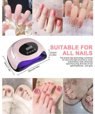 180W LED UV Nail Lamp - 66 Professional Lamp Beads Fast Gel Dryer with 4 Timers & LCD Display | Ideal for Home & Salon Manicure - Rosa - Buy Online on GoSupps.com