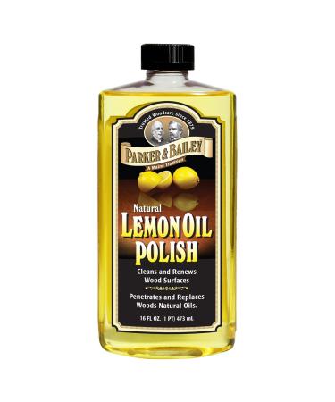PARKER & BAILEY LEMON OIL POLISH - Natural Lemon Scented Wood Cleaner & Furniture Polish, Cleans, Renews, Restores & Rejuvenates Wood Surfaces, 16oz