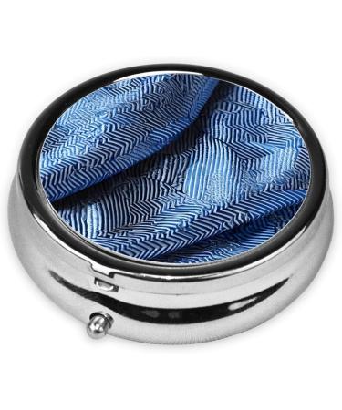 Gradient Blue Denim Mini Round Pill Box | 3 Compartment Travel Organizer | Portable Medicine Case for Home & Office - Buy Online on GoSupps.com