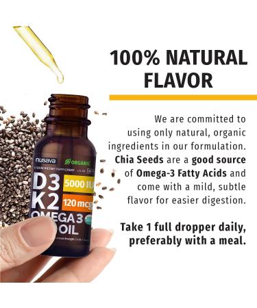 Organic Vitamin D3 K2 Drops with MCT Oil & Omega 3 Ã¢â¬â 5000 IU  2 Fl Oz - 2 Pack - Buy Online on GoSupps.com