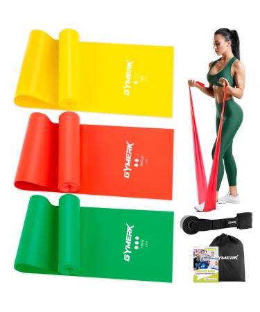 Gymer Fitness straps 3-Set gymnastics band with 3 resistance levels fitness band with door anchor carrier bag and exercise instructions ideal for yoga pilates strength training and physiotherapy yellow red green - Buy Online on GoSupps.com