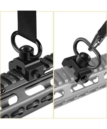 LONSEL 360 Rotation Picatinny Sling Swivel Mount + 2 Point Traditional Sling Rail Mount - Black - Buy Online on GoSupps.com