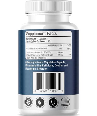 Just Potent 5-HTP Ultra 200mg | 120 Capsules | Mood Sleep & Brain Health Supplement | SAM-e & Vitamin B6 | International Shipping Available - Buy Online on GoSupps.com