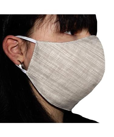 Children women men's makeshift mask mouth and noses mask facial mask mouth mask oral cover lino cotton washable reusable size m color eccru No. 2 m