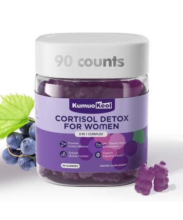 Cortisol Supplements for Women Lower Cortisol for Women Cortisol Gummies with Ashwagandha Magnesium L-Theanine Phosphatidylserine Vitamin Relaxation Focus Sugar-Free Vegan 90 Count