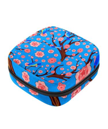 Women bands storage bag menstrual cup pocket girl travel big capacity make-up women bandage organizer cherry blossoms blue birds