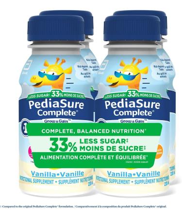 PediaSure Complete Nutritional Supplement 4 x 235 mL Chocolate Kids nutritional shake & PediaSure Complete Reduced Sugar 33% Less Sugar Nutritional Supplement 4 X 235 ml Vanilla 940 ml - Buy Online on GoSupps.com