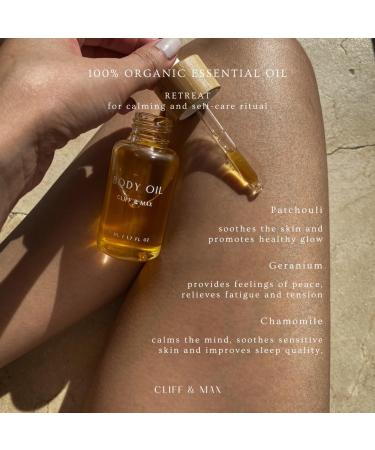 Cliff & Max Retreat Body Oil - Vegan & Organic Natural Hydration with Vitamin E | Nourishing Moisturizer for Dry Skin (50ml - Buy Online on GoSupps.com