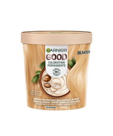 Garnier - Coloration Permanente - Sans Ammoniaque - 90% d'Ingr dients d'Origine Naturelle - Formule Vegan - Beurre de Karit - 100% Couverture Cheveux Blancs - Blond Tr s Clair Camomille (10.14)- Good BLOND CAMOMILLE 10.14