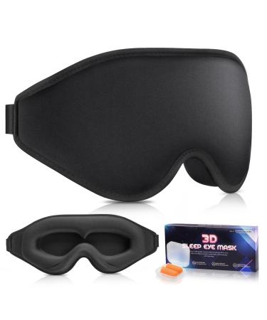 NOWWISH Sleep Mask 3D Eye Mask for Sleeping Light Blocking Blindfold Travel Gifts for Women Men - Black