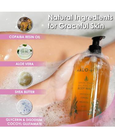 Organic Copaiba Body Wash - Hydrating Shower Gel Cleanser with Aloe Vera Argan Oil & Shea Butter for All Skin Types - 16 oz - Buy Online on GoSupps.com
