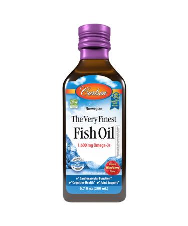 Carlson - The Very Finest Fish Oil 1600 mg Omega-3s Fatty Acids EPA DHA & DPA Liquid Fish Oil Supplement Norwegian Wild-Caught Sustainably Sourced Mixed Berry 200 mL (6.7 Fl Oz)