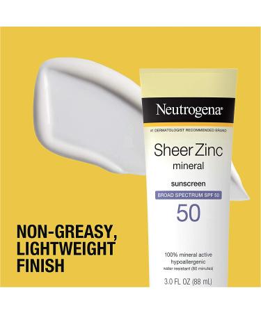 Neutrogena Sheer Zinc Oxide SPF 50 Dry Touch Sunscreen Lotion - Water-Repellent Hypoallergenic Mineral Protection | 0.9L - International Shipping Available - Buy Online on GoSupps.com