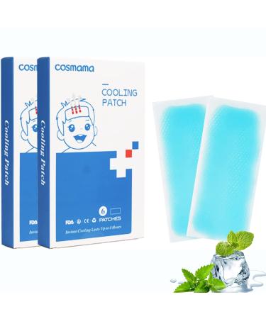 COSMAMA Cooling Patch 12 Packs Cool Patches for Fever Migraine & Headache Patch Skin-Friendly Fever Reducer for Adults Kids