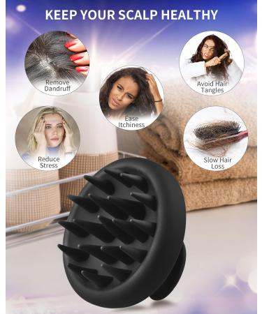 2-Pack Silicone Scalp Massager Shampoo Brush - Hair Growth & Dandruff Treatment - Wet/Dry Hair Massager for Women & Kids - Salmon Pink/Black - Buy Online on GoSupps.com