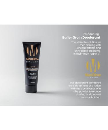 ManDime Baller Groin Deodorant for Men | Anti-Chafing Cream | Liquid to Powder | Men's Deodorant | 3.4 oz | Fresh Balls & Comfort - Buy Online on GoSupps.com