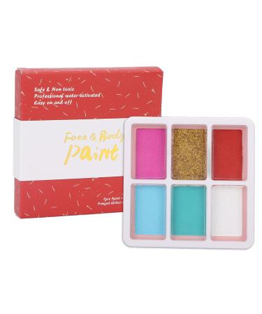 YIZISECCE Face and body paint palette 6 colors 35.8g food grade for stage makeup for children and adults