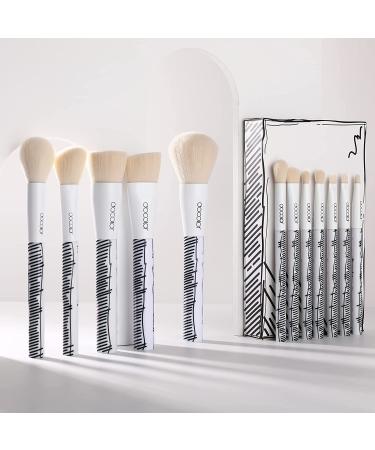 Docolor 12Pcs Comic 2D Makeup Brush Set - Premium Synthetic Kabuki Brushes for Foundation, Concealer, Powder, Blush, and Eye Shadows - White Brush Sets - Buy Online on GoSupps.com