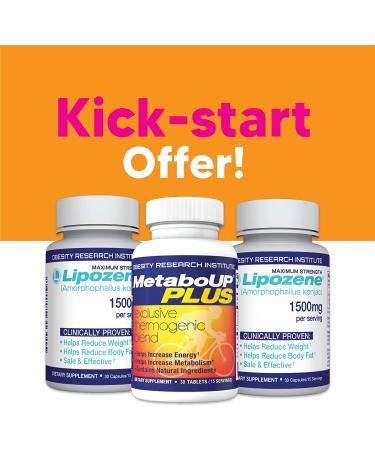 Lipozene Weight Loss Pills - 2 Bottles 30 Capsules + MetaboUp Plus 30 Count Bottle - Buy Online on GoSupps.com