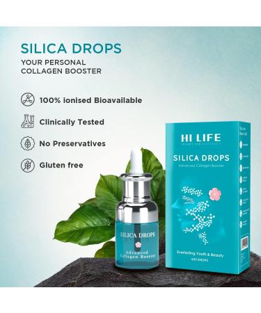 Hi Life Silica 1200 Drops: Advanced Collagen Booster for Glowing Skin, Hair, Nails | Supports Immune System, Bones, Joints & Tissues | Anti-ageing Formula | Easy to Consume - 60 ML - Buy Online on GoSupps.com