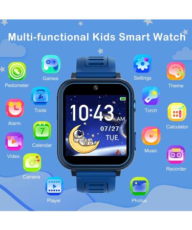 Kids Smart Watch for Boys | 24 Games Alarm Clock Camera Music Player | Touchscreen Toddler Watch Blue | Ages 3-12 - Buy Online on GoSupps.com