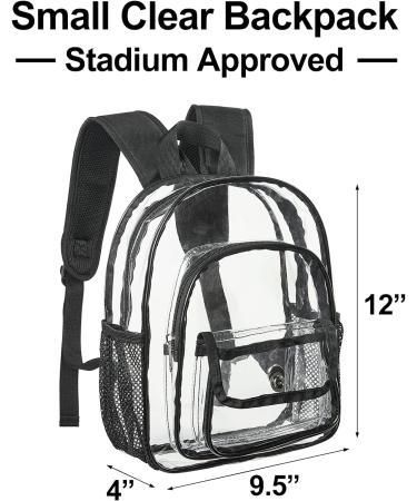 Small Clear Backpack Stadium Approved Heavy Duty Clear Mini Backpack Transparent Book bag for Concert Work Sport Games Festival - Buy Online on GoSupps.com