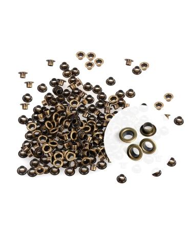 CRAFTMEMORE 1/8 Inch ID Grommets Eyelets 3MM Hole Self Backing Eyelet for Bead Cores, Clothes, Leather, Canvas 200pcs (Antique Brass)