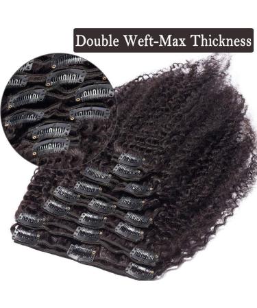 18" Afro Kinky Curly Clip in Human Hair Extensions DOUBLE WEFT #1B Natural Black (120g) - Buy Online on GoSupps.com