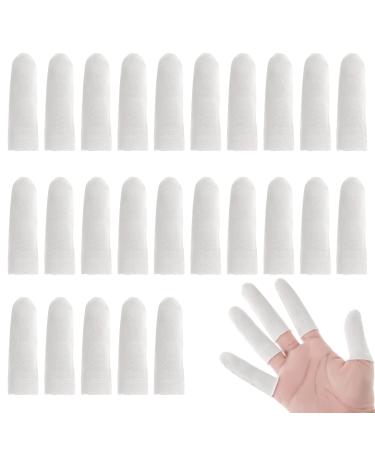 100PCS Finger Cot White Breathable Cotton Finger Condoms Elastic Fingertip Gloves Thumb Bandages Tubular Gauze Finger Protectors for Finger Tips Wounds Care Cargo Handling Gardening Work Fitness
