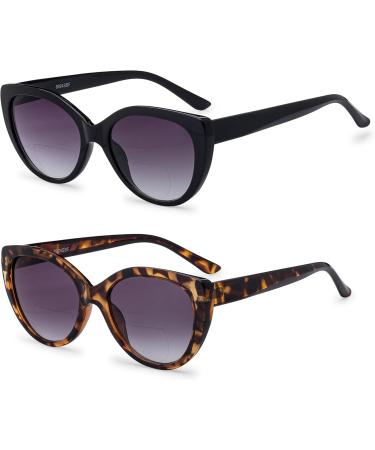 GrinderPUNCH Women's Bifocal Reading Sunglasses - 2 Pairs Vintage Cateye Sun Reader Glasses (2.50x - Buy Online on GoSupps.com