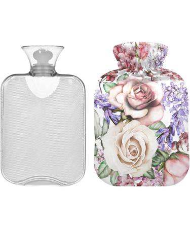 Naanle Hot Water Bottle with Cover - Pink Flowers for Back Pain Relief & Cold Therapy | 1L Transparent Heat Bottle - Buy Online on GoSupps.com
