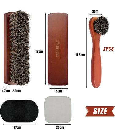 3pc Horsehair Shoe Brush Set + Plush Polishing Glove - For Boots, Shoes, Car Seats & Sofas - Buy Online on GoSupps.com