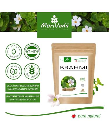 Brahmi Capsules 500mg - Vegan Memory & Concentration Supplement - Anti-Aging - 120 Pieces by Moriveda - 2 Months Stock - Buy Online on GoSupps.com