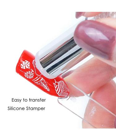 Nail Stamping Plate Set with Silicone Sponge & Brush | Flower Polish Transfer Stencils & Geometry Template | Double-Sided Head for DIY Nail Art & Manicure Tool - 16# - Buy Online on GoSupps.com