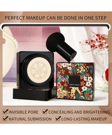 Bb Cream Foundation Mushroom Head Air Cushion Cream Long Lasting Full Coverage Makeup Base Primer with Mushroom Head Brush Waterproof Cc Cream for Even Skin Tone - Buy Online on GoSupps.com