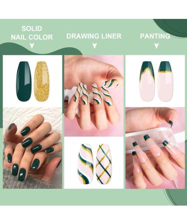 Green & Gold Gel Liner Nail Art Set | Soak Off French Manicure Polish | UV Gel for Liner Drawing & Nail Painting | 2pcs - Buy Online on GoSupps.com