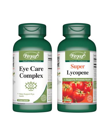 VORST Eye Care Complex 90 Vegan Capsules & Premium Lycopene 60 Capsules (Combo Bundle 2 Bottles)