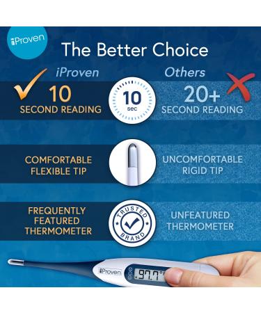 iProven Digital Thermometer for Whole Family - Fast 10 Second Readings, Flexible Tip, Fever Alarm, Hardcase - Buy Online on GoSupps.com