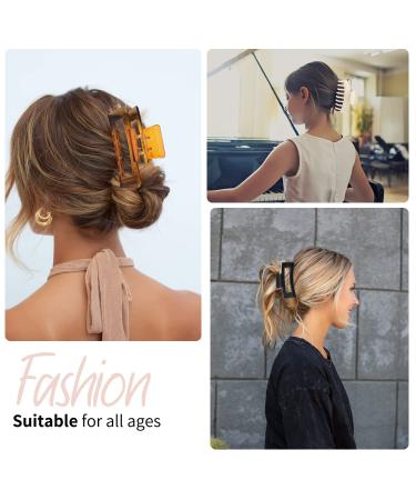 8 Pack Hair Claw Clips: 2 Styles, Medium Large Rectangle Square & Acrylic Clips for Thick Hair | Women's Hair Accessories - Buy Online on GoSupps.com