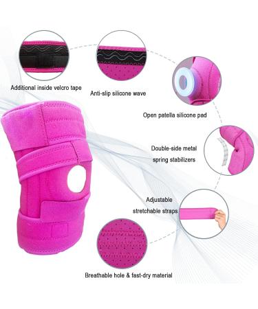 Pink Knee Brace for Women | Adjustable Arthritis Support Non-Slip Stabilizers & Gel Pads - Plus Size Neoprene for Meniscus Tear & Running - Buy Online on GoSupps.com