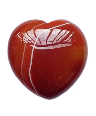 Manekieko Natural Red Agate Palm Worry Carved Heart Love Stone 40mm Crystals and Healing Stones