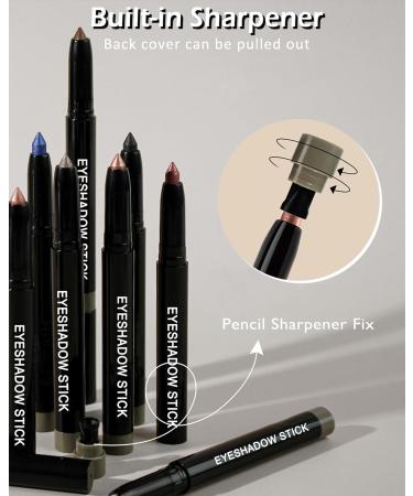 Cream Eyeshadow Stick Eyeliner Multi-Use Brightener Eyeshadow Pencil Waterproof Long Lasting Eye Shadow Stick Black Matte & Shimmer Finish Smooth Crease-proof Buildable Eyeshadow with Sharpener-08# - Buy Online on GoSupps.com