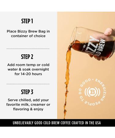 Bizzy Organic Cold Brew Coffee Brew Bags - Smooth & Sweet Blend - 12 Count - Specialty Grade Arabica - Makes 42 Cups - Buy Online on GoSupps.com