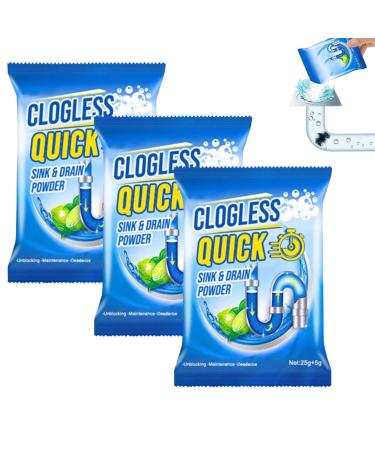 GFOUK Clogless Quick Sink And Drain Powder Powerful Kitchen Pipe Dredging Agent Sink Drain Cleaner Unclog Sink Drain Powder for Powder Agent For Kitchen Toilet Pipe Dredging (3pcs)