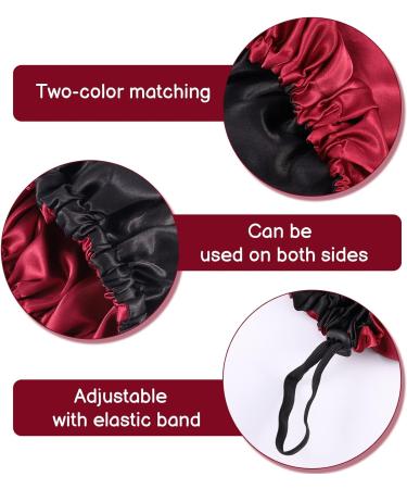Fuyamp 2 Packs Satin Sleep Cap Adjustable Silky Sleep Bonnet for Women Long Curly Hair Double-Sided Waterproof Satin Hair Cap Extra Large Sleep Satin Bonnet for Women Girls Sleeping Red+Lake Green - Buy Online on GoSupps.com