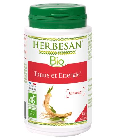 HERBESAN -GINSENG ORGANIC - Tone and Vitality - Made in France - 90 capsules